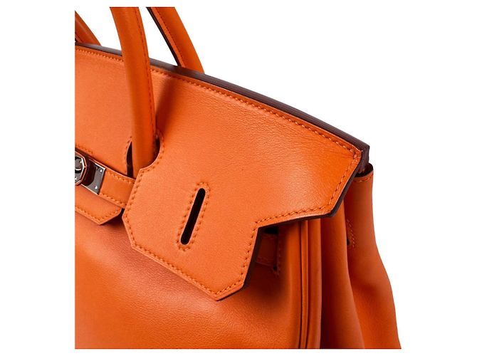 Hermès Bolsa Hermes Birkin 35 em couro Swift Orange - vista 6