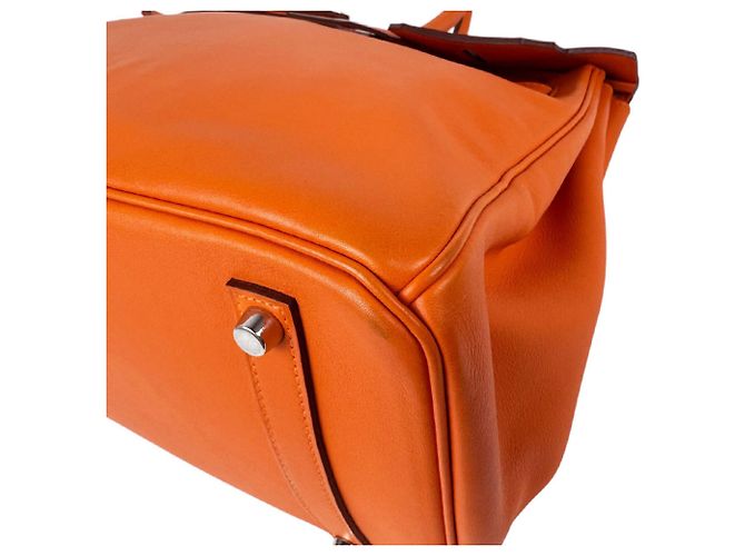Hermès Bolsa Hermes Birkin 35 em couro Swift Orange - vista 8