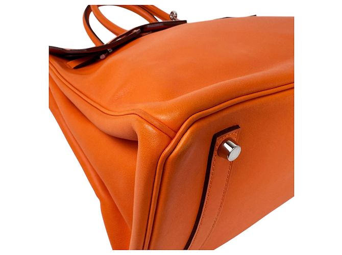 Hermès Bolsa Hermes Birkin 35 em couro Swift Orange - vista 9