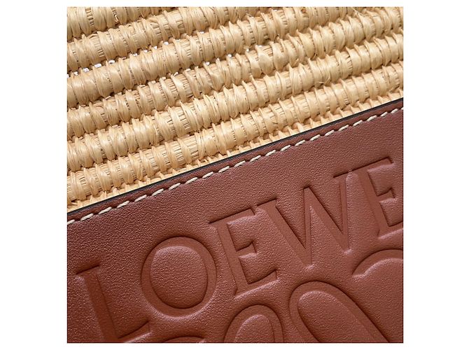 Borsa Tote Loewe Square Basket Small in rafia con Anagramma - vista 11