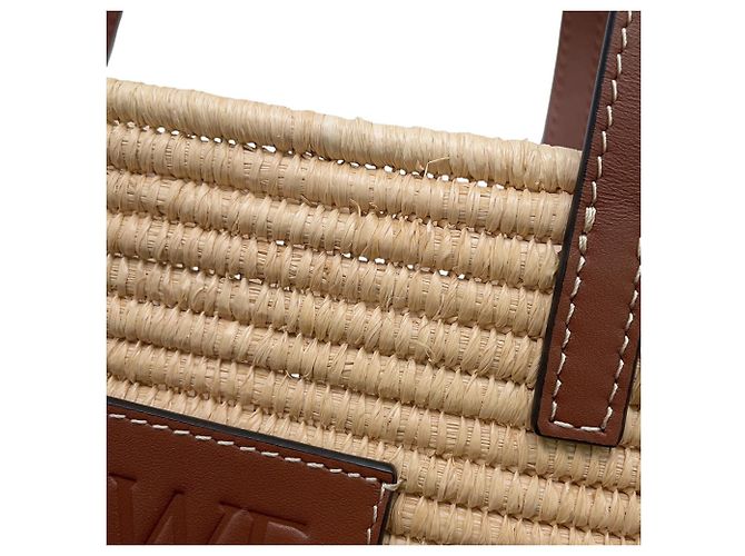 Borsa Tote Loewe Square Basket Small in rafia con Anagramma - vista 7