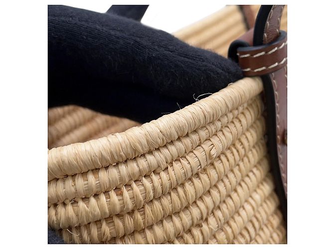 Borsa Tote Loewe Square Basket Small in rafia con Anagramma - vista 9
