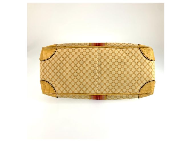 Céline Borsa Celine in tela e pelle gialla - vista 10