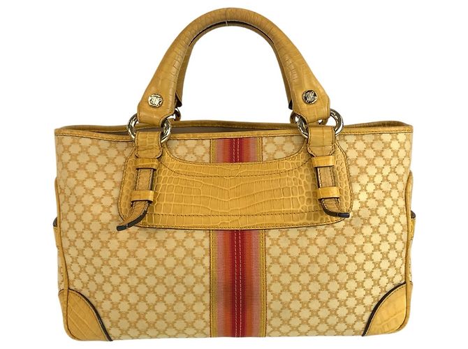 Céline Borsa Celine in tela e pelle gialla - vista 2
