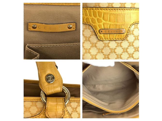 Céline Borsa Celine in tela e pelle gialla - vista 3