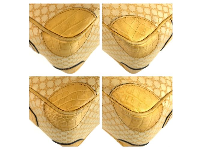 Céline Borsa Celine in tela e pelle gialla - vista 4