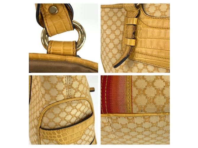 Céline Borsa Celine in tela e pelle gialla - vista 5