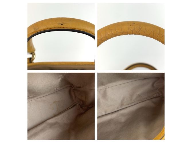 Céline Borsa Celine in tela e pelle gialla - vista 6