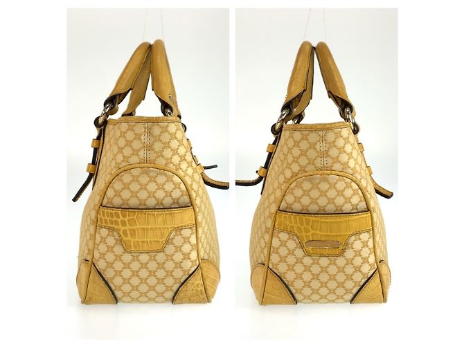 Céline Borsa Celine in tela e pelle gialla - vista 8