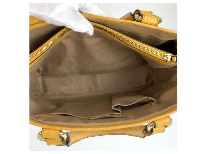 Céline Borsa Celine in tela e pelle gialla - vista 9