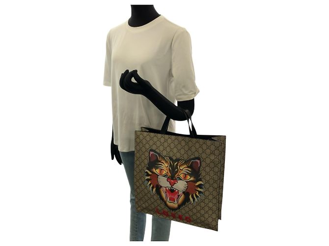 Borsa Tote Gucci GG Supreme Angry Cat - vista 7
