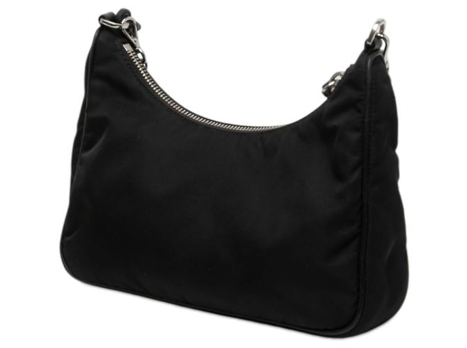 Borsa Satchel Prada Re Edition 2005 in Tessuto con Rifiniture in Saffiano Nero Mini - vista 2