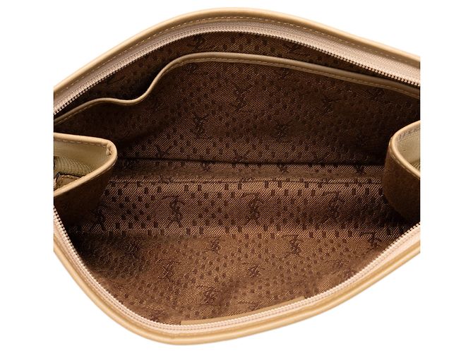 Autre Marque Clutch Saint Laurent in tela beige - vista 4