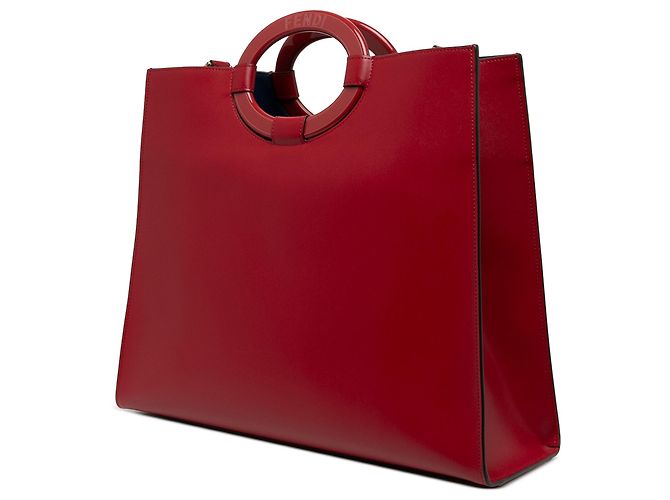Fendi Runaway Tote aus perforiertem Leder, rot, Medium - Ansicht 2