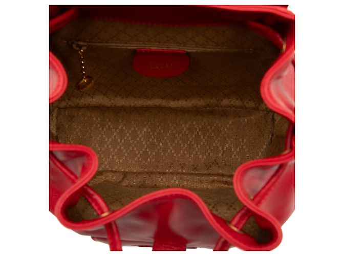 Gucci Red Calfskin Bamboo Drawstring Backpack - view 4