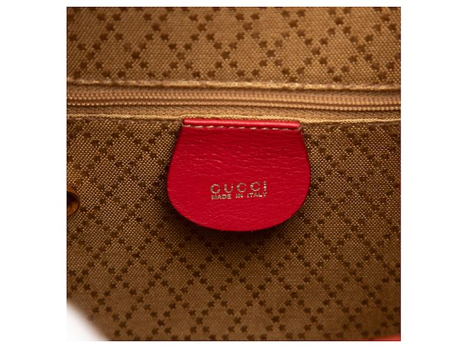 Gucci Red Calfskin Bamboo Drawstring Backpack - view 5