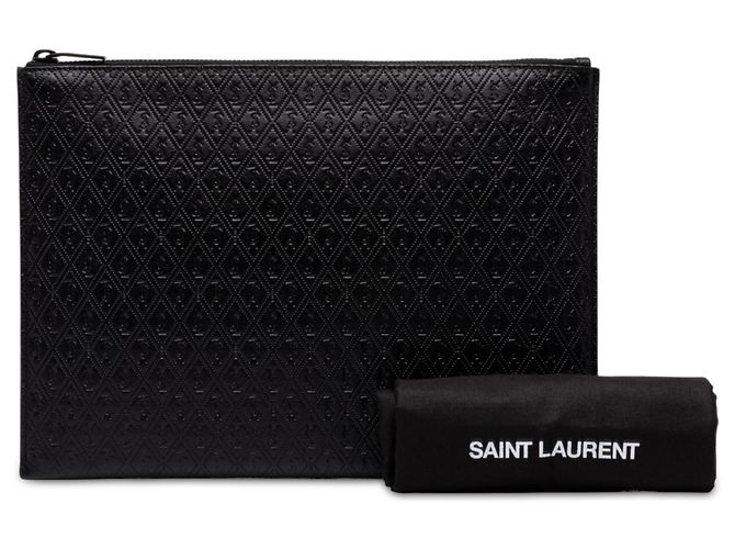 Autre Marque Custodia per tablet Saint Laurent in pelle nera con monogramma allover - vista 7