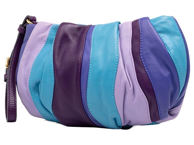 Clutch Prada Purple Nappa Trembled Blossoms Stripes - vista 2