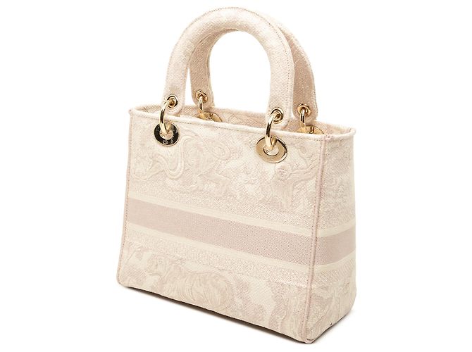 Dior Pink Medium Embroidered Canvas Toile De Jouy Lady D Lite - vista 2