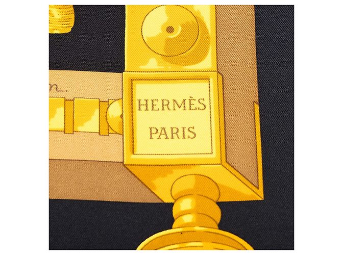 Foulard di seta Hermès Black Cuillers d Afrique 90 - vista 3