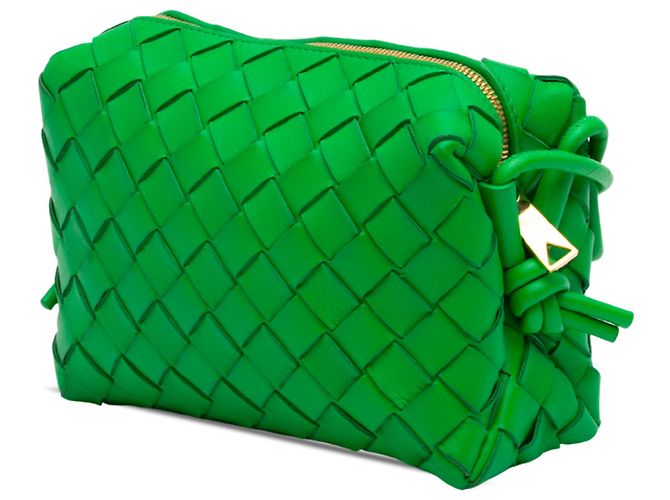 Borsa a tracolla Bottega Veneta Mini Intrecciato Loop in nappa verde - vista 2