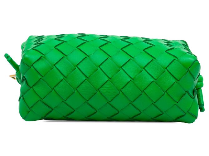 Borsa a tracolla Bottega Veneta Mini Intrecciato Loop in nappa verde - vista 3