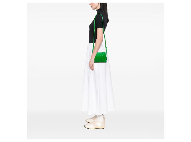 Borsa a tracolla Bottega Veneta Mini Intrecciato Loop in nappa verde - vista 6