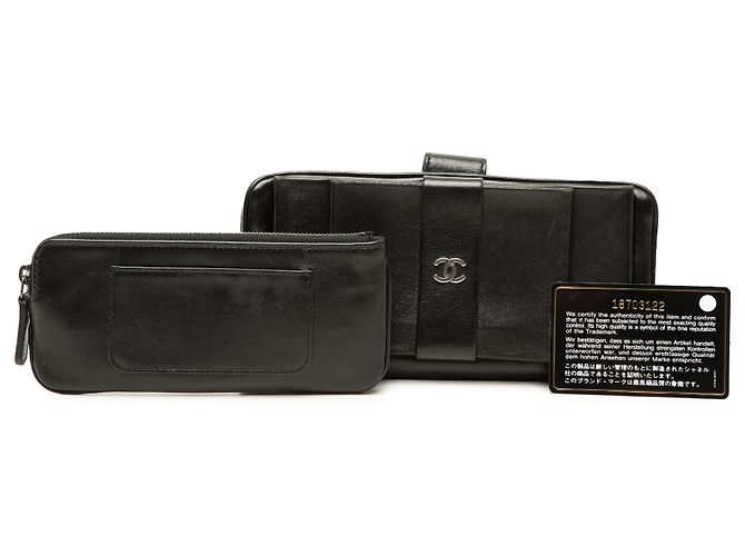 Portafoglio lungo Chanel Black CC Lambskin Bow - vista 8