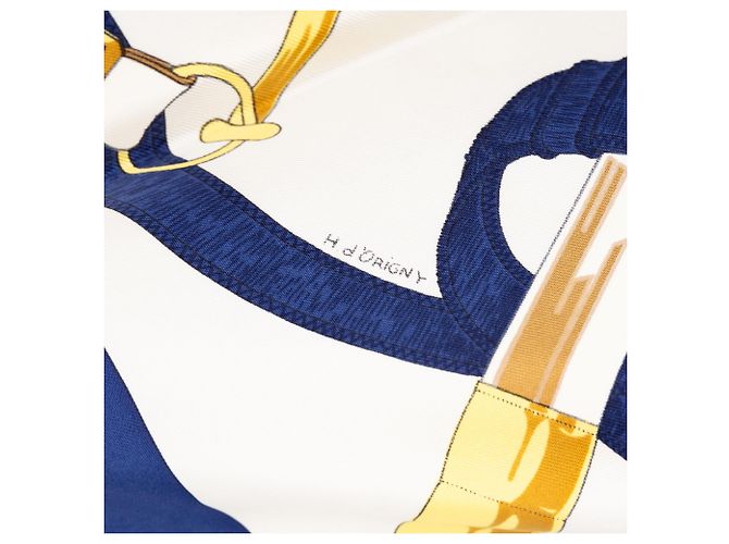 Pañuelo de seda Hermès White Eperon D Or 90 - vista 5