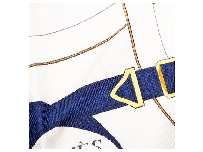 Pañuelo de seda Hermès White Eperon D Or 90 - vista 6