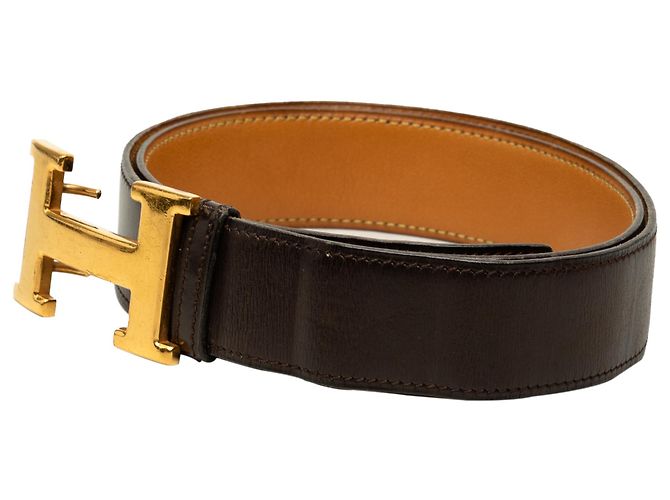 Cintura reversibile Hermès Constance H in pelle Box Calf e Togo nera - vista 2
