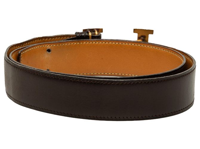 Cintura reversibile Hermès Constance H in pelle Box Calf e Togo nera - vista 3