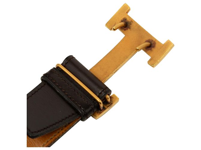 Cintura reversibile Hermès Constance H in pelle Box Calf e Togo nera - vista 5
