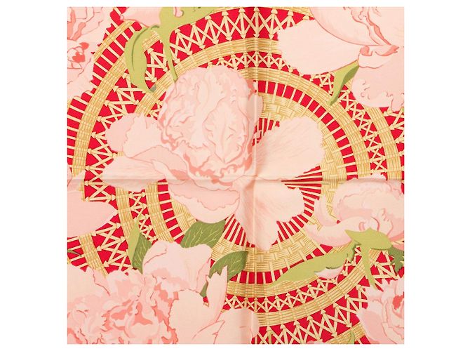 Hermès Red Les Pivoines Seidentuch 90 - Ansicht 7