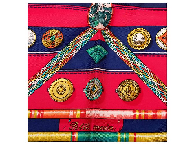 Foulard di seta Hermès Blue Petite Main 90 - vista 3