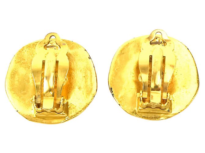 Orecchini a clip rotondi Chanel Gold CC placcati oro - vista 2