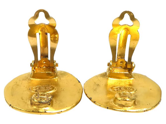 Orecchini a clip rotondi Chanel Gold CC placcati oro - vista 3