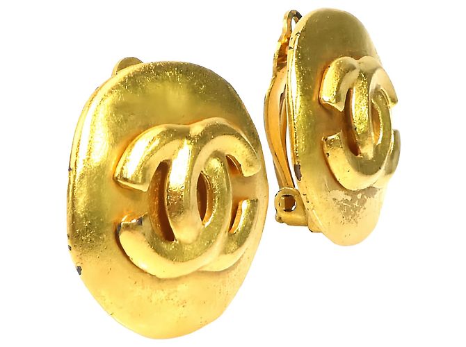 Orecchini a clip rotondi Chanel Gold CC placcati oro - vista 6