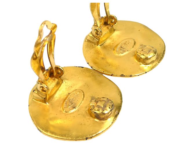 Orecchini a clip rotondi Chanel Gold CC placcati oro - vista 7