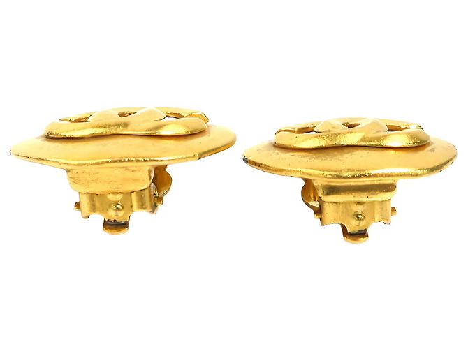 Orecchini a clip rotondi Chanel Gold CC placcati oro - vista 8
