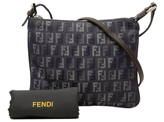 Borsa a tracolla Fendi Blue Zucchino Denim - vista 7