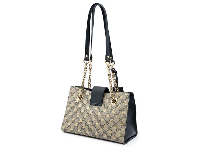 Borsa Tote Gucci Beige Small GG Supreme Bee Padlock - vista 2