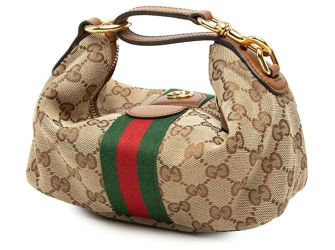 Gucci Mini Vanity aus beigem GG Canvas mit Web-Streifen - Ansicht 2