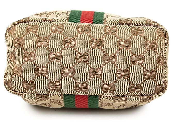 Gucci Mini Vanity aus beigem GG Canvas mit Web-Streifen - Ansicht 3