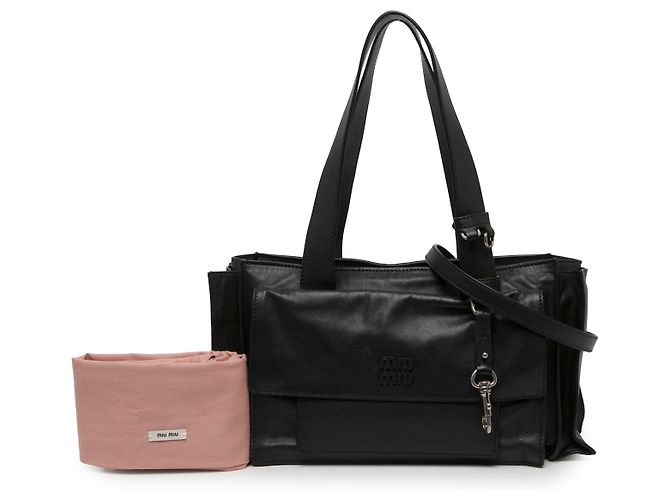 Borsa Shopping Utilitaire Miu Miu in nappa nera - vista 6