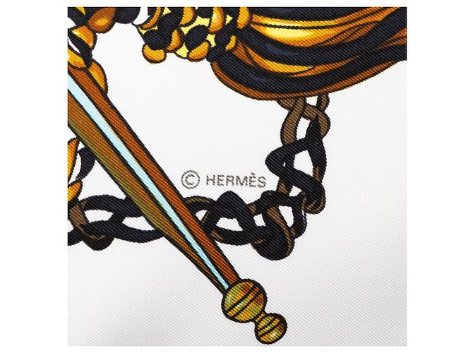 Hermès Le Timbalier Seidentuch Weiß 90 - Ansicht 2