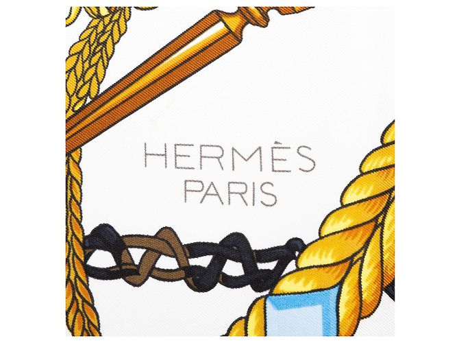 Hermès Le Timbalier Seidentuch Weiß 90 - Ansicht 3