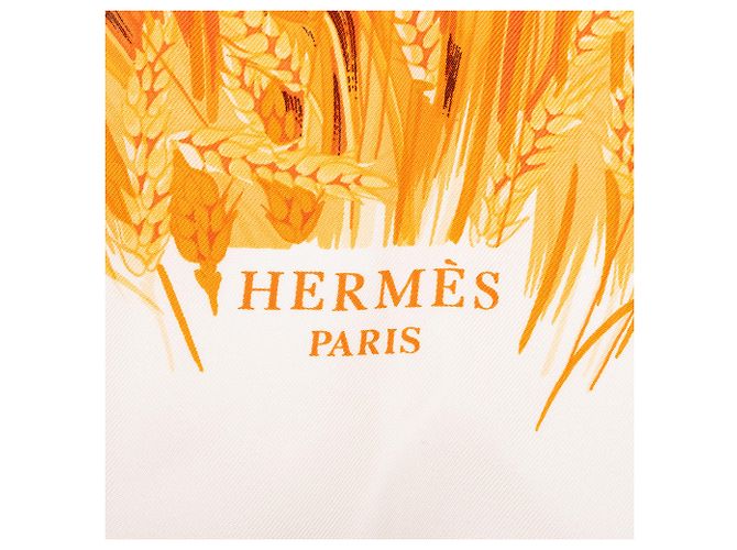 Pañuelo de seda Hermès Orange Les Bles 90 - vista 3