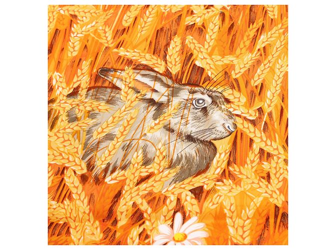 Pañuelo de seda Hermès Orange Les Bles 90 - vista 5