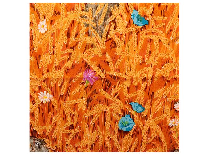 Pañuelo de seda Hermès Orange Les Bles 90 - vista 7